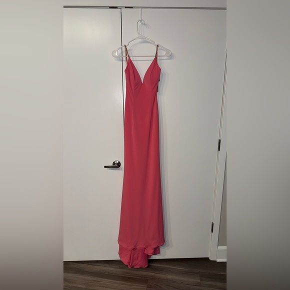 NWT Jovani Hot Pink Backless V Neck Gown 07297 - Picture 3 of 6